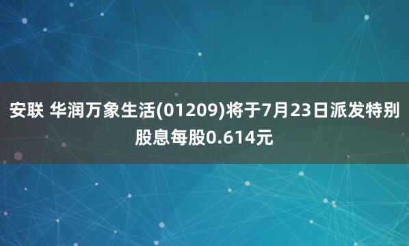 安联 华润万象生活(01209)将于7月23日派发特别股息每股0.614元