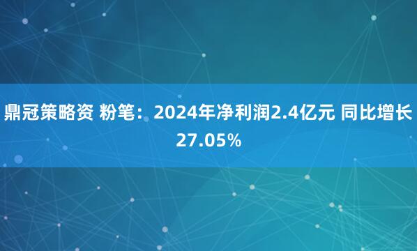 鼎冠策略资 粉笔：2024年净利润2.4亿元 同比增长27.05%